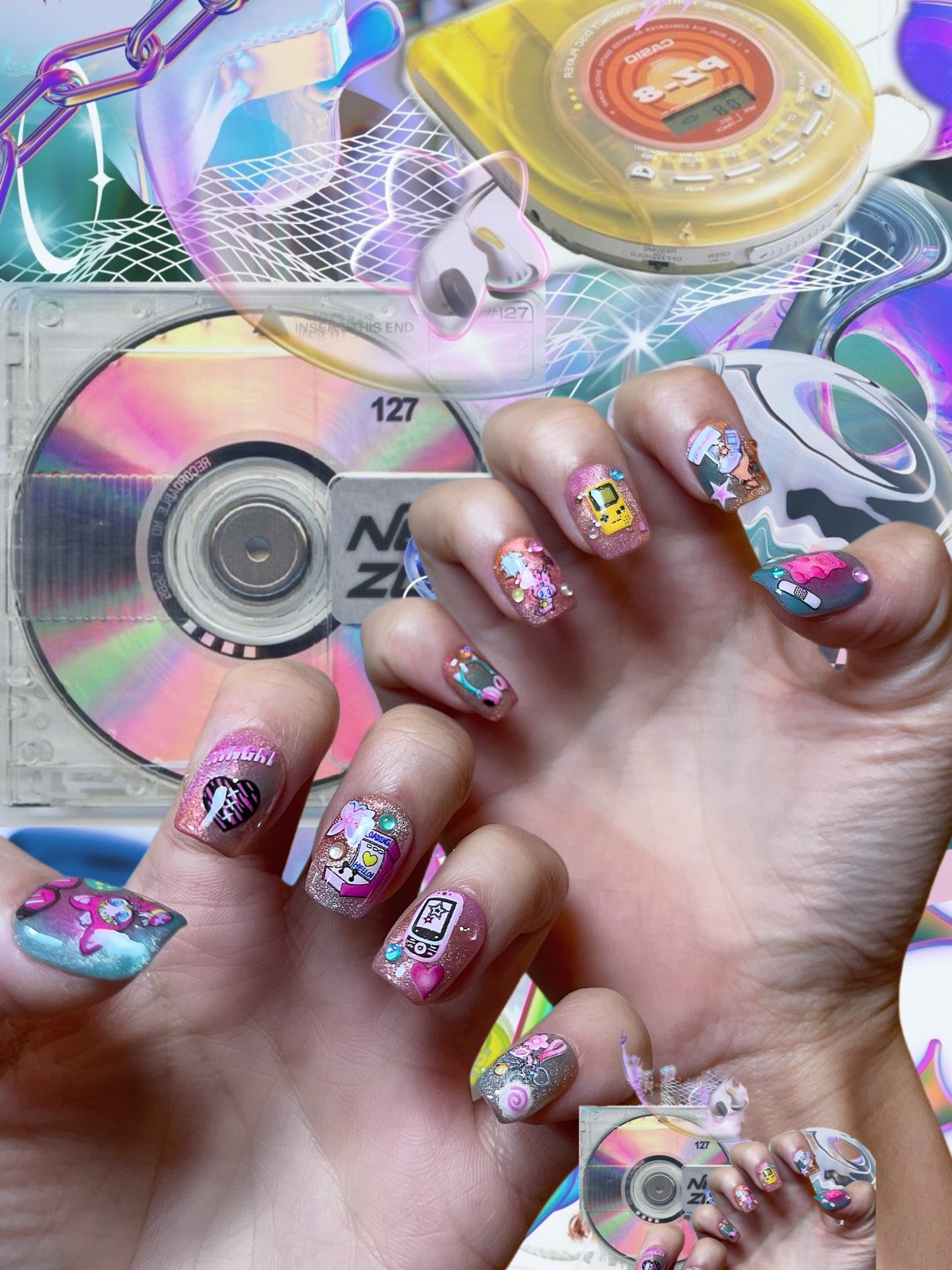 Retro Tech Nostalgia Nails
